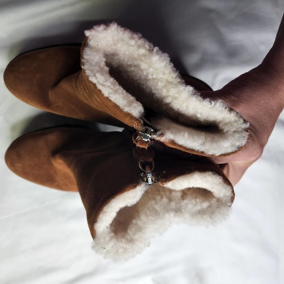 Rebecca Minkoff Milana Suede Booties Shearling Lined Chunky Block Heel Size 10.5 - Picture 13 of 13
